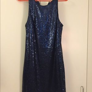Navy party cocktail dress with sequins